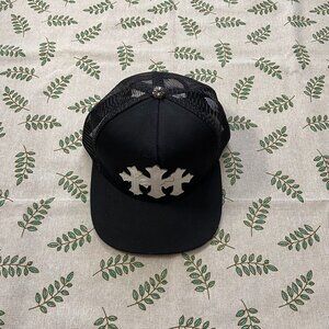Chrome Hearts White Three Cross Trucker Baseball Cap